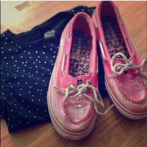 Girls pink sequined Sperry’s